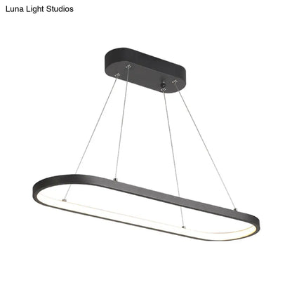 DecorBites™ Modern LED Restaurant Ceiling Fixture with Ellipse Metal Shade in Black/White, Warm/White Light