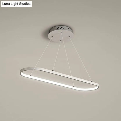 DecorBites™ Modern LED Restaurant Ceiling Fixture with Ellipse Metal Shade in Black/White, Warm/White Light