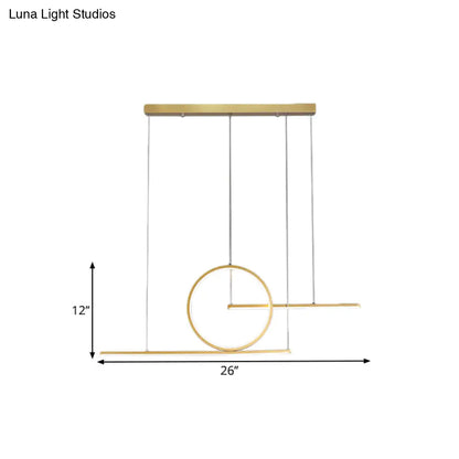 DecorBites™ Modern LED Restaurant Island Lamp in Black/Gold with Circle & Linear Metal Shade - Warm/White Light