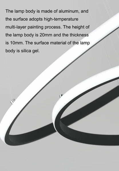 DecorBites™ Modern LED Ring Pendant Chandelier - Black