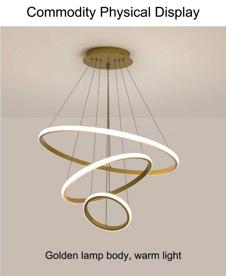 DecorBites™ Modern LED Ring Pendant Chandelier - Black