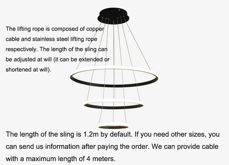 DecorBites™ Modern LED Ring Pendant Chandelier - Black