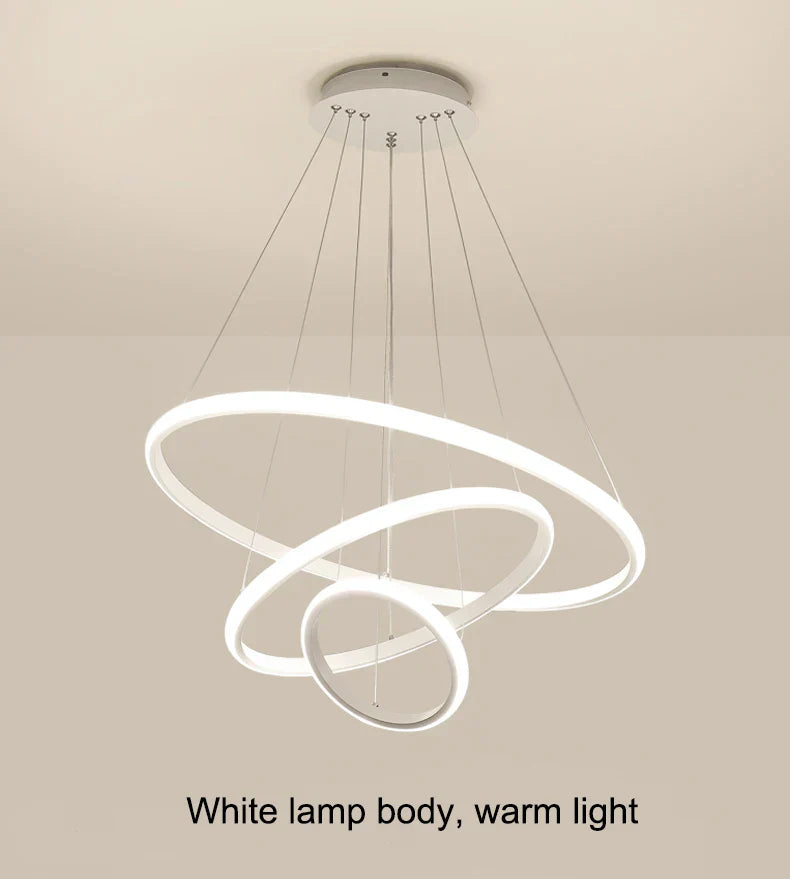 DecorBites™ Modern LED Ring Pendant Chandelier - Black