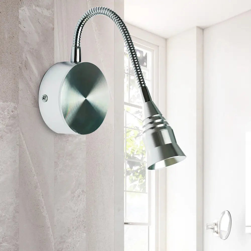 DecorBites™ Modern LED Sconce Lamp with Chrome Metal Shade - Warm/White Lighting