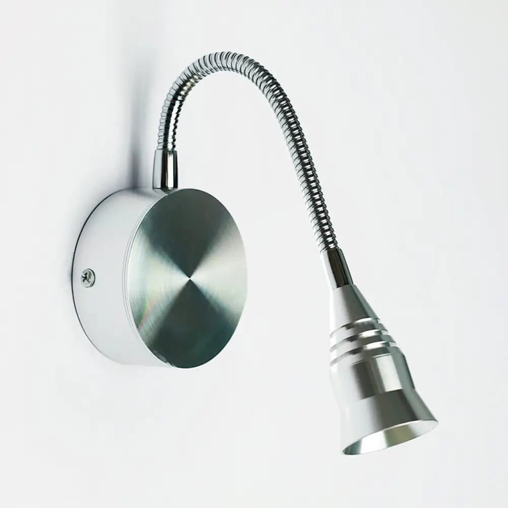 DecorBites™ Modern LED Sconce Lamp with Chrome Metal Shade - Warm/White Lighting