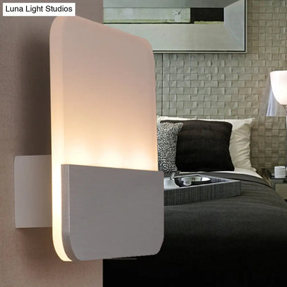 DecorBites™ Modern LED Sconce Light: Sleek White Round/Square Design, Single Acrylic Wall Lighting in Warm/White Glow