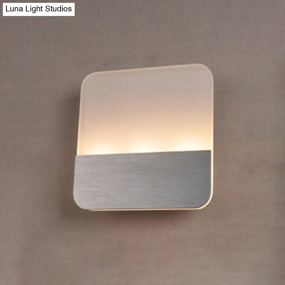 DecorBites™ Modern LED Sconce Light: Sleek White Round/Square Design, Single Acrylic Wall Lighting in Warm/White Glow