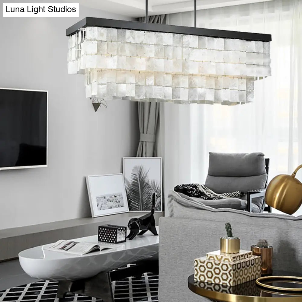 DecorBites™ Modern LED Shell Black Island Light Fixture for Living Room