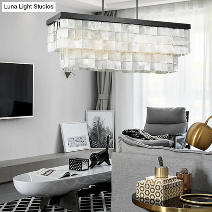 DecorBites™ Modern LED Shell Black Island Light Fixture for Living Room