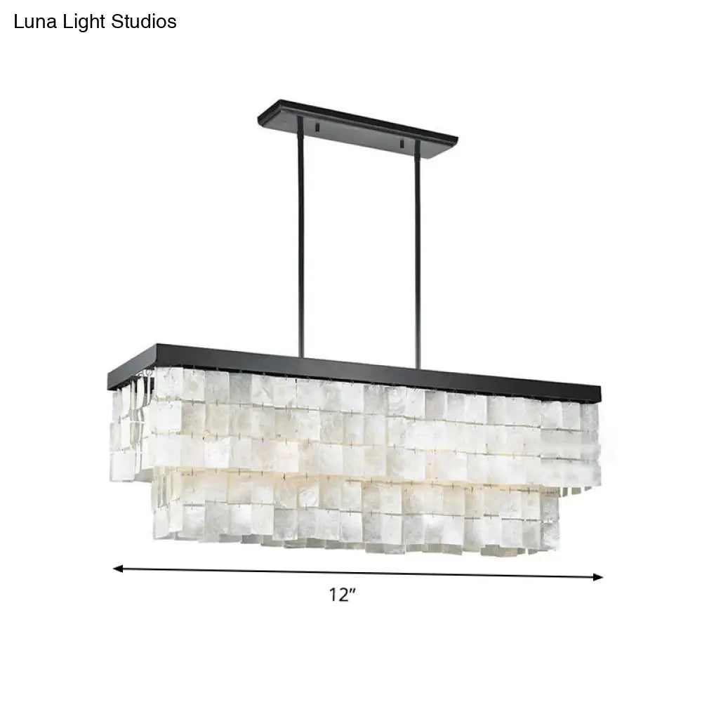 DecorBites™ Modern LED Shell Black Island Light Fixture for Living Room