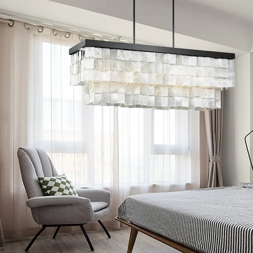 DecorBites™ Modern LED Shell Black Island Light Fixture for Living Room
