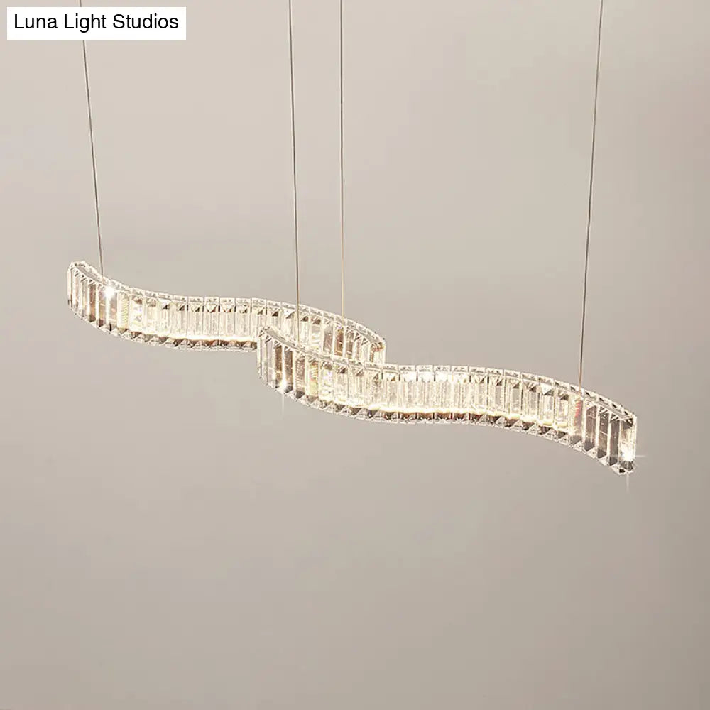 DecorBites™ Modern LED Silver Crystal Pendant Light for Dining Room - Stylishly Illuminate Your Space