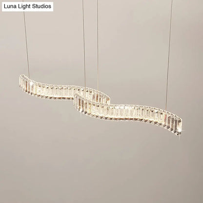 DecorBites™ Modern LED Silver Crystal Pendant Light for Dining Room - Stylishly Illuminate Your Space
