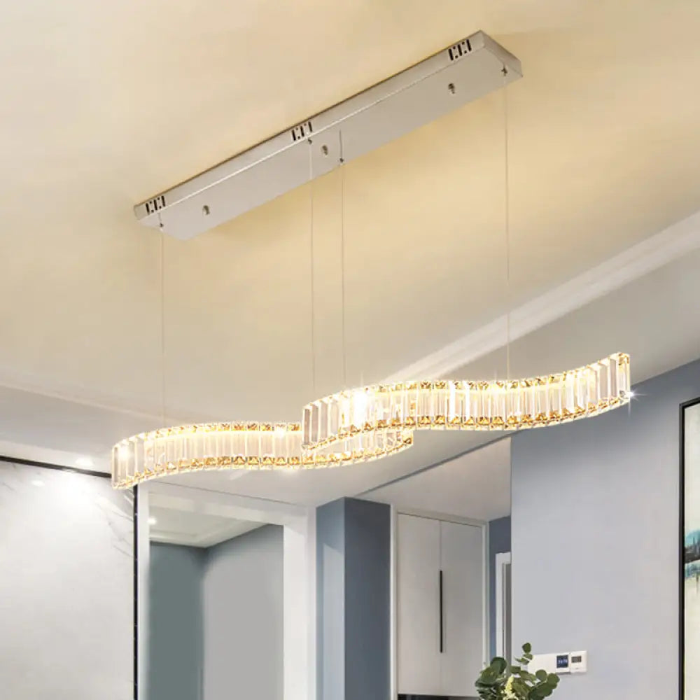 DecorBites™ Modern LED Silver Crystal Pendant Light for Dining Room - Stylishly Illuminate Your Space