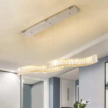 DecorBites™ Modern LED Silver Crystal Pendant Light for Dining Room - Stylishly Illuminate Your Space