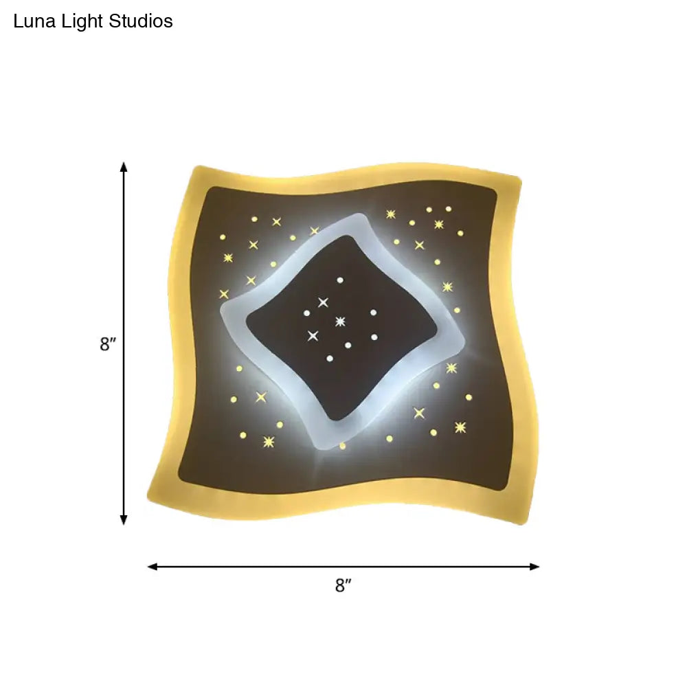 DecorBites™ Modern LED Starry Flush Mount Wall Light in White: Triangle, Rhombus & Star Design for the Bedroom