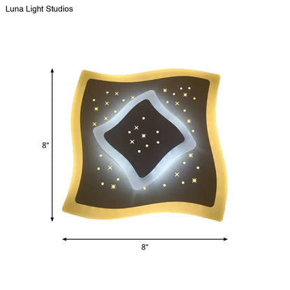 DecorBites™ Modern LED Starry Flush Mount Wall Light in White: Triangle, Rhombus & Star Design for the Bedroom
