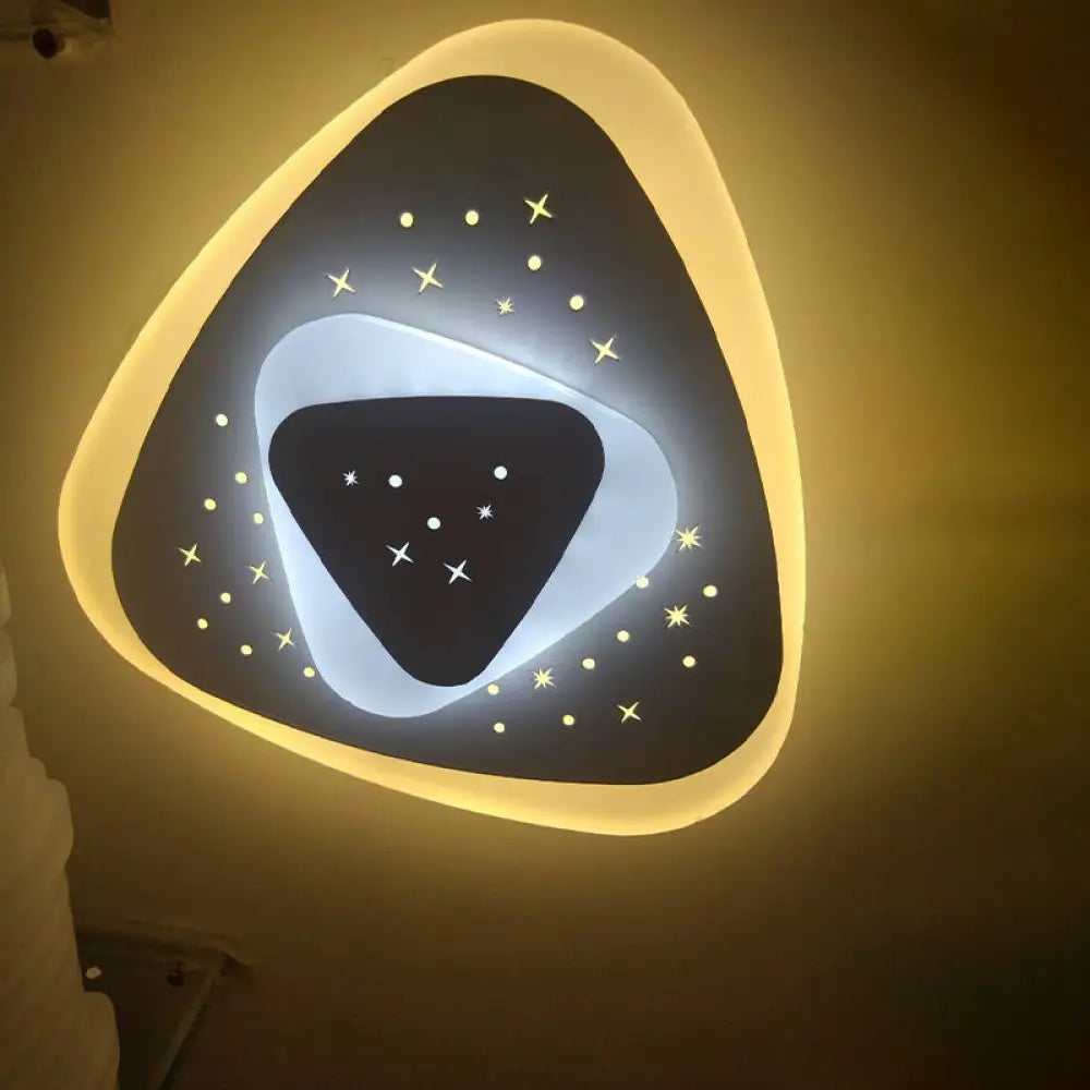 DecorBites™ Modern LED Starry Flush Mount Wall Light in White: Triangle, Rhombus & Star Design for the Bedroom