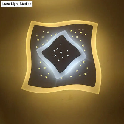 DecorBites™ Modern LED Starry Flush Mount Wall Light in White: Triangle, Rhombus & Star Design for the Bedroom