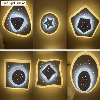 DecorBites™ Modern LED Starry Flush Mount Wall Light in White: Triangle, Rhombus & Star Design for the Bedroom
