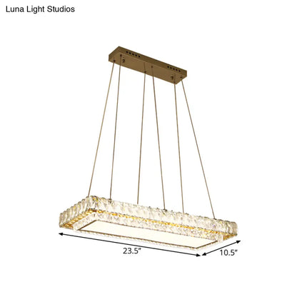 DecorBites™ Modern LED Suspension Light: Clear Crystal Rectangle Blocks for Dinning Room & Kitchen Island