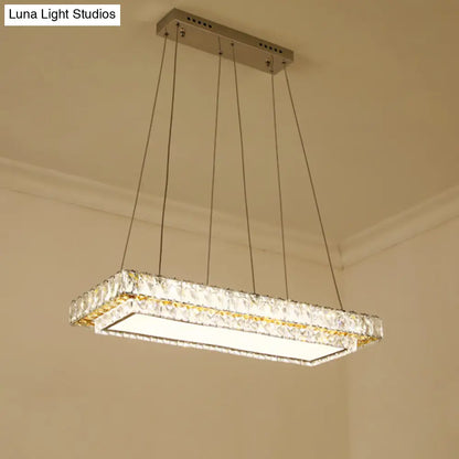 DecorBites™ Modern LED Suspension Light: Clear Crystal Rectangle Blocks for Dinning Room & Kitchen Island