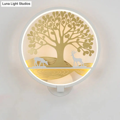 DecorBites™ Modern LED Tree Wall Lamp-Metal Mounted, Black/White, Bedside Mural Light with Warm/White Glow