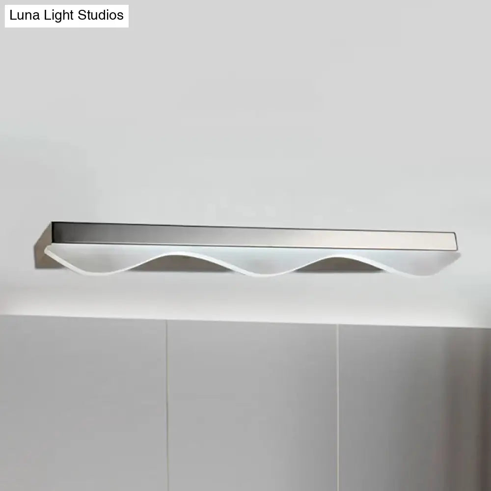 DecorBites™ Modern LED Vanity Light with Stainless Steel Wall Mount and Wave Shade - 17"/21" Width