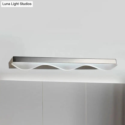 DecorBites™ Modern LED Vanity Light with Stainless Steel Wall Mount and Wave Shade - 17"/21" Width
