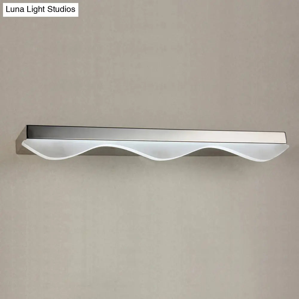 DecorBites™ Modern LED Vanity Light with Stainless Steel Wall Mount and Wave Shade - 17"/21" Width