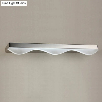 DecorBites™ Modern LED Vanity Light with Stainless Steel Wall Mount and Wave Shade - 17"/21" Width