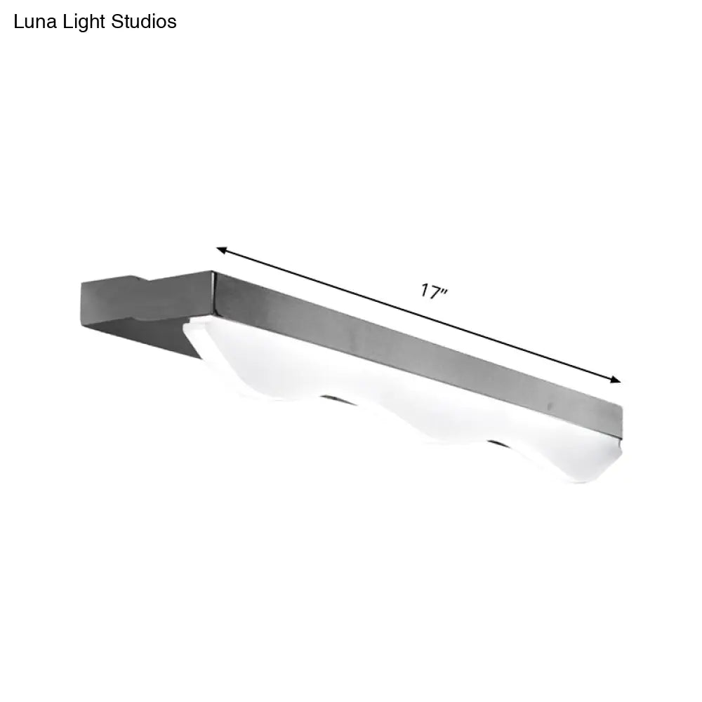 DecorBites™ Modern LED Vanity Light with Stainless Steel Wall Mount and Wave Shade - 17"/21" Width