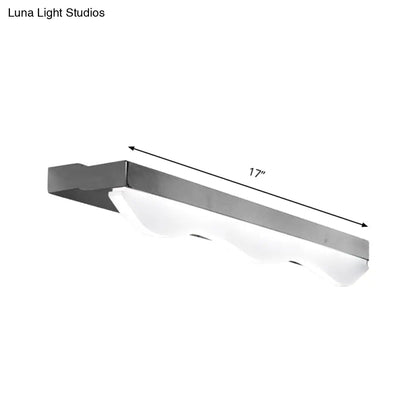 DecorBites™ Modern LED Vanity Light with Stainless Steel Wall Mount and Wave Shade - 17"/21" Width
