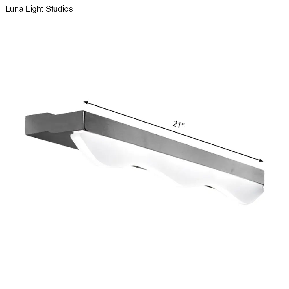 DecorBites™ Modern LED Vanity Light with Stainless Steel Wall Mount and Wave Shade - 17"/21" Width