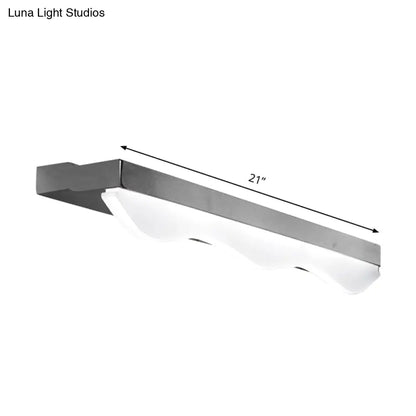 DecorBites™ Modern LED Vanity Light with Stainless Steel Wall Mount and Wave Shade - 17"/21" Width