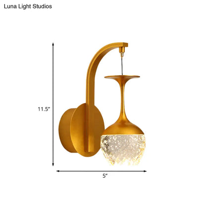DecorBites™ Modern LED Wall Light with Gold Cup Design, Crystal Shade, and Metallic Fixture