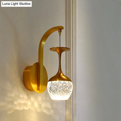 DecorBites™ Modern LED Wall Light with Gold Cup Design, Crystal Shade, and Metallic Fixture