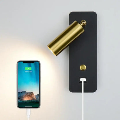 Modern led wall lights with usb charging port bedroom sconce