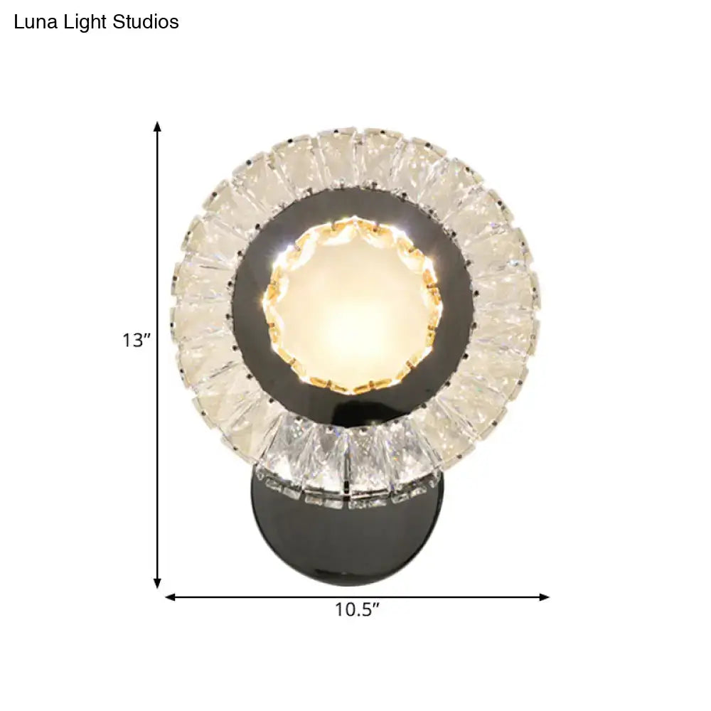 Modern led wall mount lamp with clear rectangle cut crystals bedroom