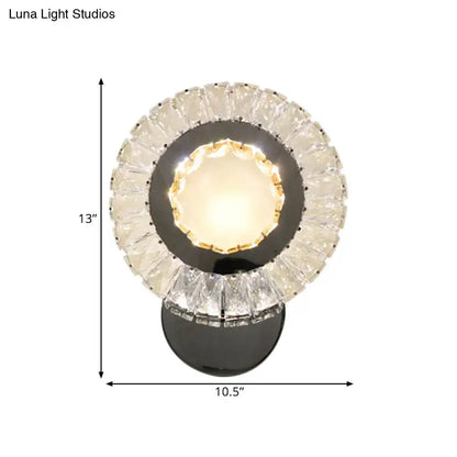 Modern led wall mount lamp with clear rectangle cut crystals bedroom