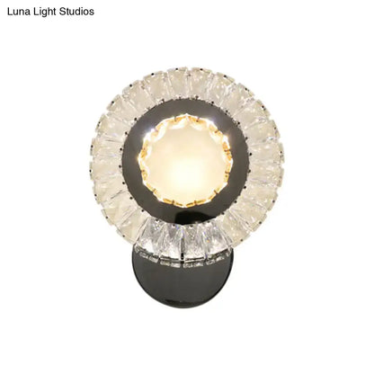Modern led wall mount lamp with clear rectangle cut crystals bedroom