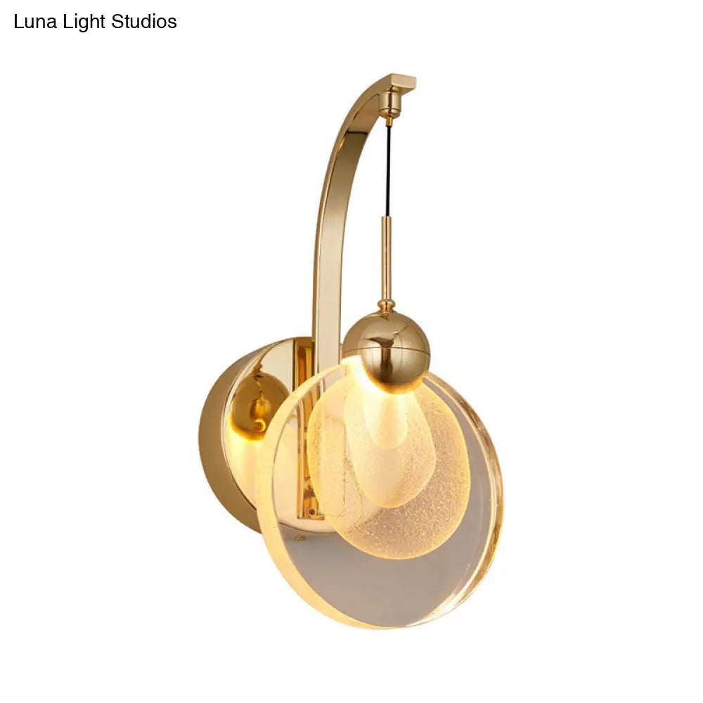 DecorBites™ Modern LED Wall Mount Light in Gold with Crystal Shade - Perfect for Great Room Lighting