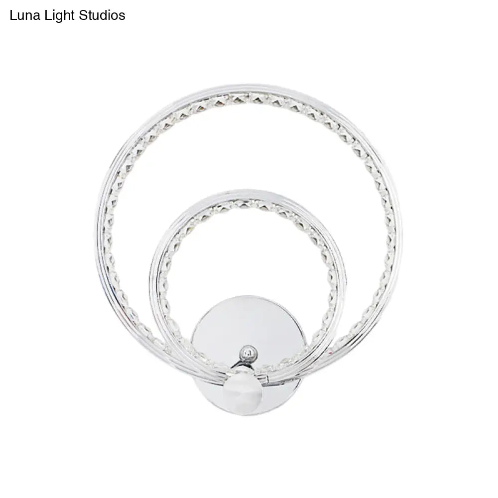 DecorBites™ Modern LED Wall Mounted Dual-Ring Lamp in Warm/White Light, Chrome Finish
