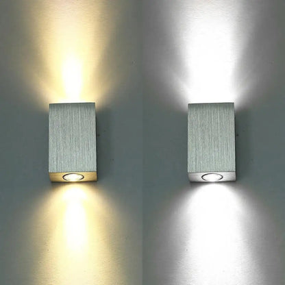 DecorBites™ Modern LED Wall Sconce in Nickel Finish with Warm/White Lighting for Porch