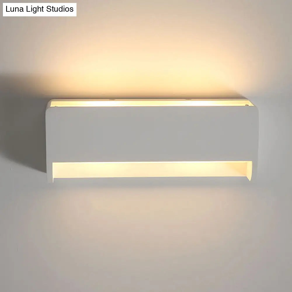 DecorBites™ Modern LED Wall Sconce Lamp - White Finish Bedside Lighting with Rectangle Gypsum Shade