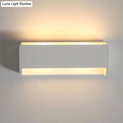 DecorBites™ Modern LED Wall Sconce Lamp - White Finish Bedside Lighting with Rectangle Gypsum Shade