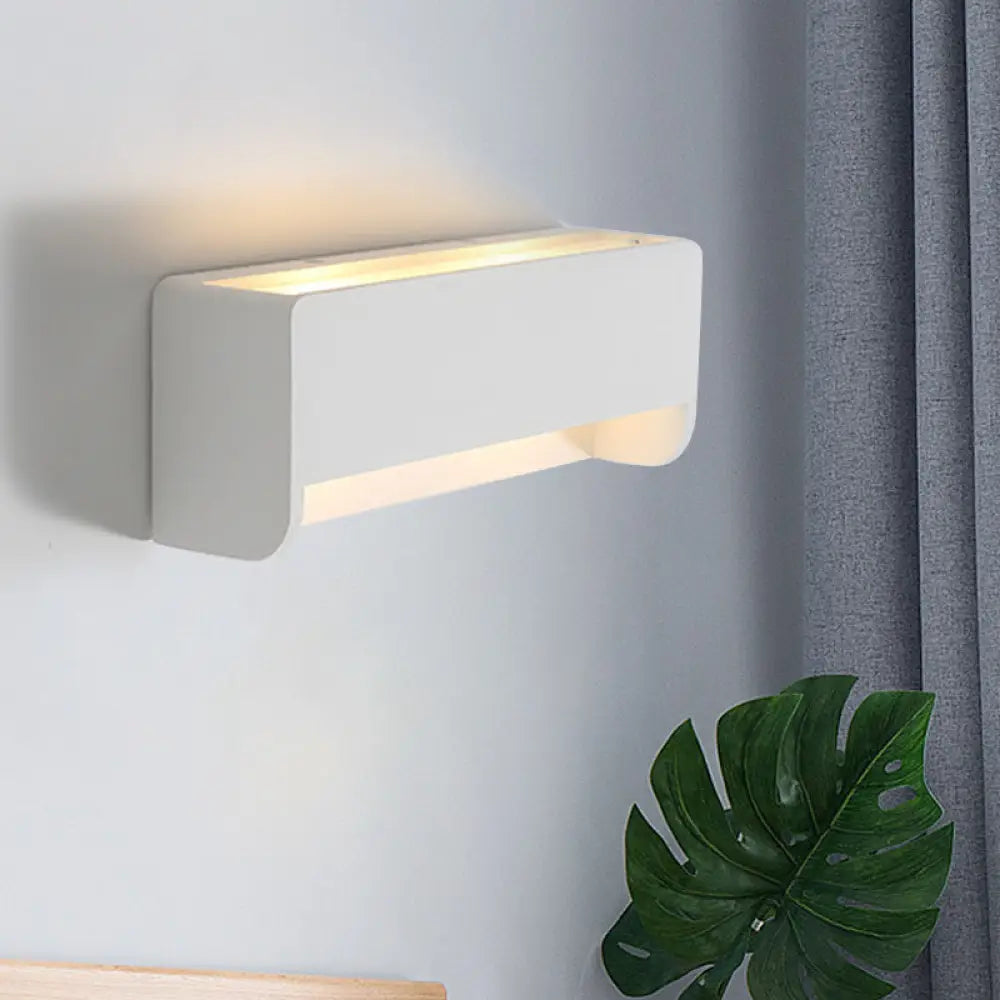 DecorBites™ Modern LED Wall Sconce Lamp - White Finish Bedside Lighting with Rectangle Gypsum Shade