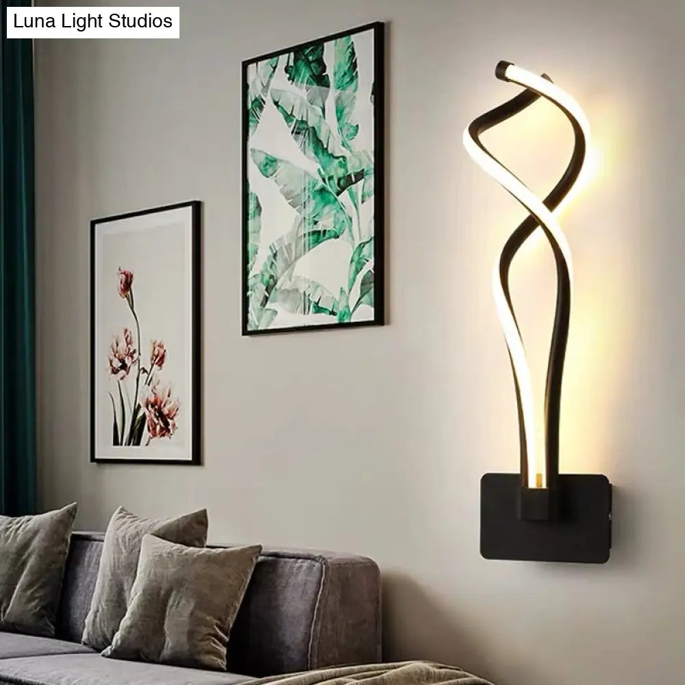 DecorBites™ Modern LED Wall Sconce with Acrylic Shade for Bedroom - Black/White Wavy/Musical Note Design