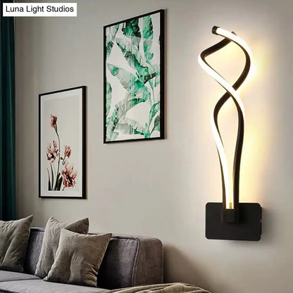 DecorBites™ Modern LED Wall Sconce with Acrylic Shade for Bedroom - Black/White Wavy/Musical Note Design