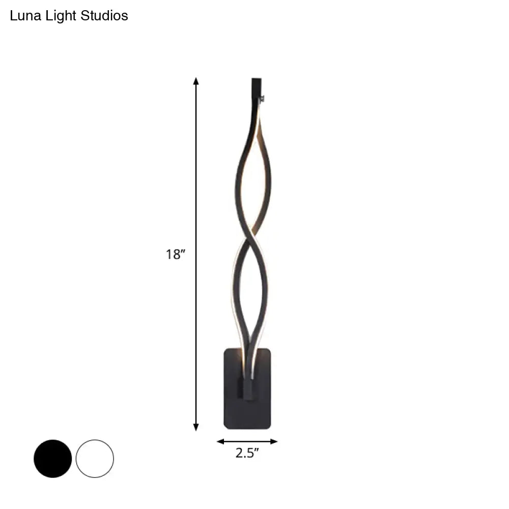 DecorBites™ Modern LED Wall Sconce with Acrylic Shade for Bedroom - Black/White Wavy/Musical Note Design